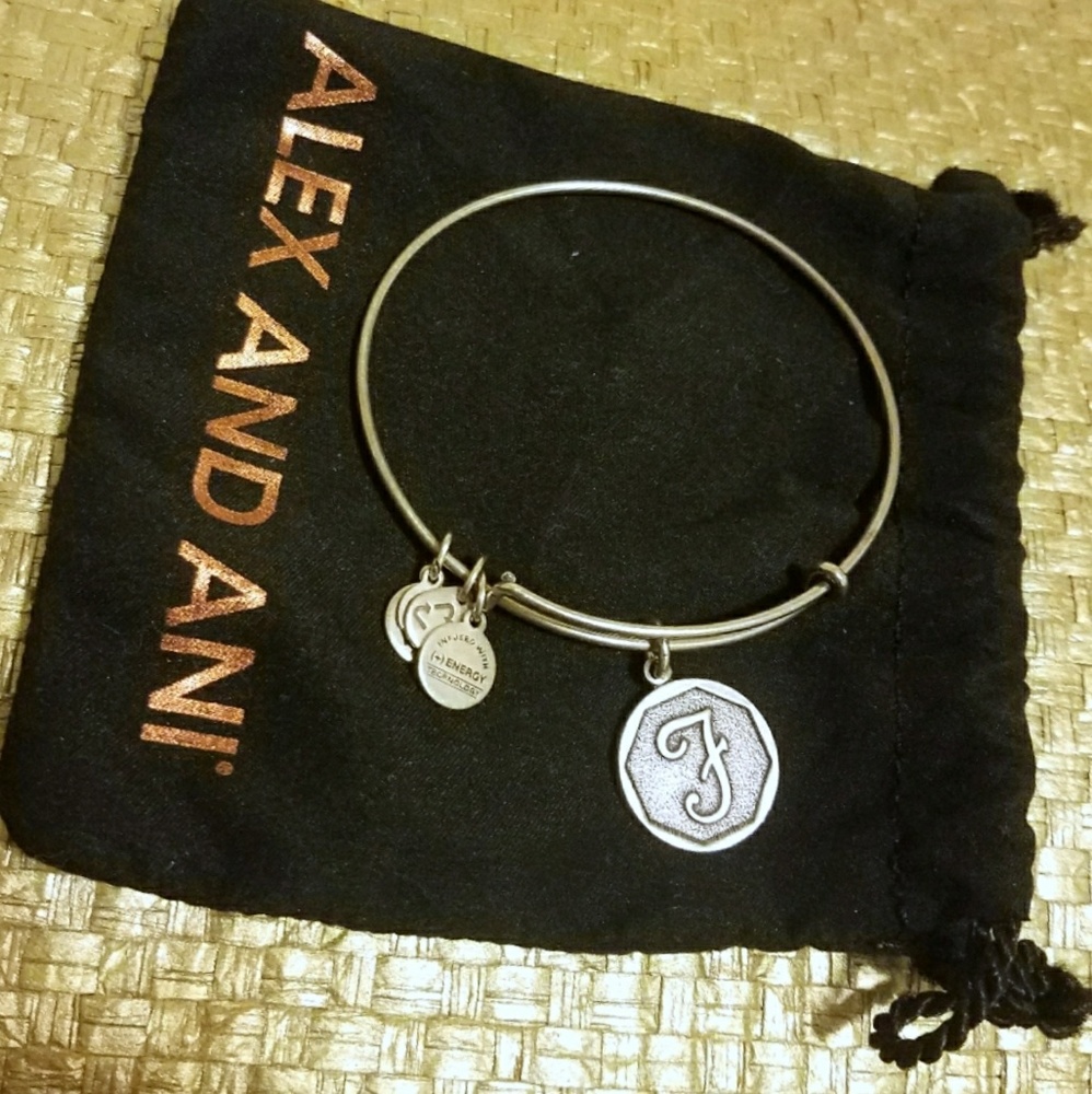 Alex and Ani || Silver Bangle || "F" Initial